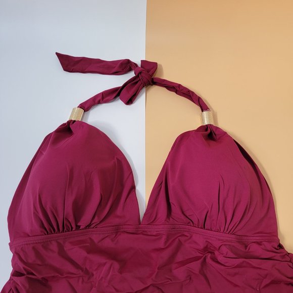 RXRXCOCO Women V Neck One Piece Swimsuits Tummy Control Ruched size X-Large NEW - Picture 4 of 10